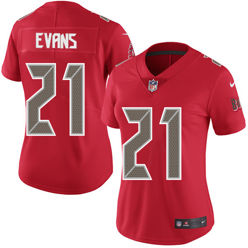 Nike Buccaneers #21 Justin Evans Red Women's Stitched NFL Limited Rush Jersey
